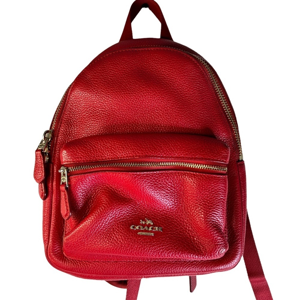 Coach Small Pebbled Leather Red Backpack‎